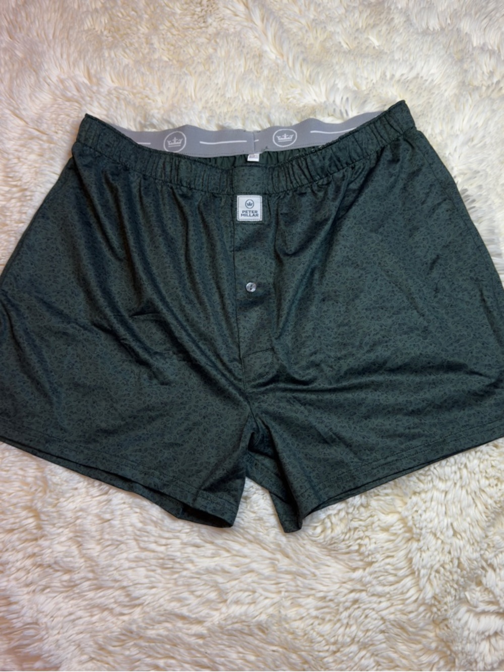 Peter Millar men’s Dark Green Printed Boxer Shorts medium